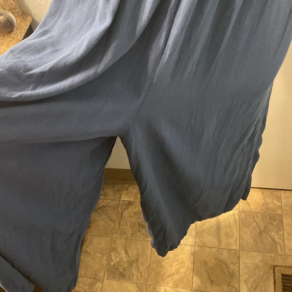 Natural Life Avery Jumpsuit Washed Indigo Wide Leg Lagenlook Linen Blend Size M - Picture 5 of 10